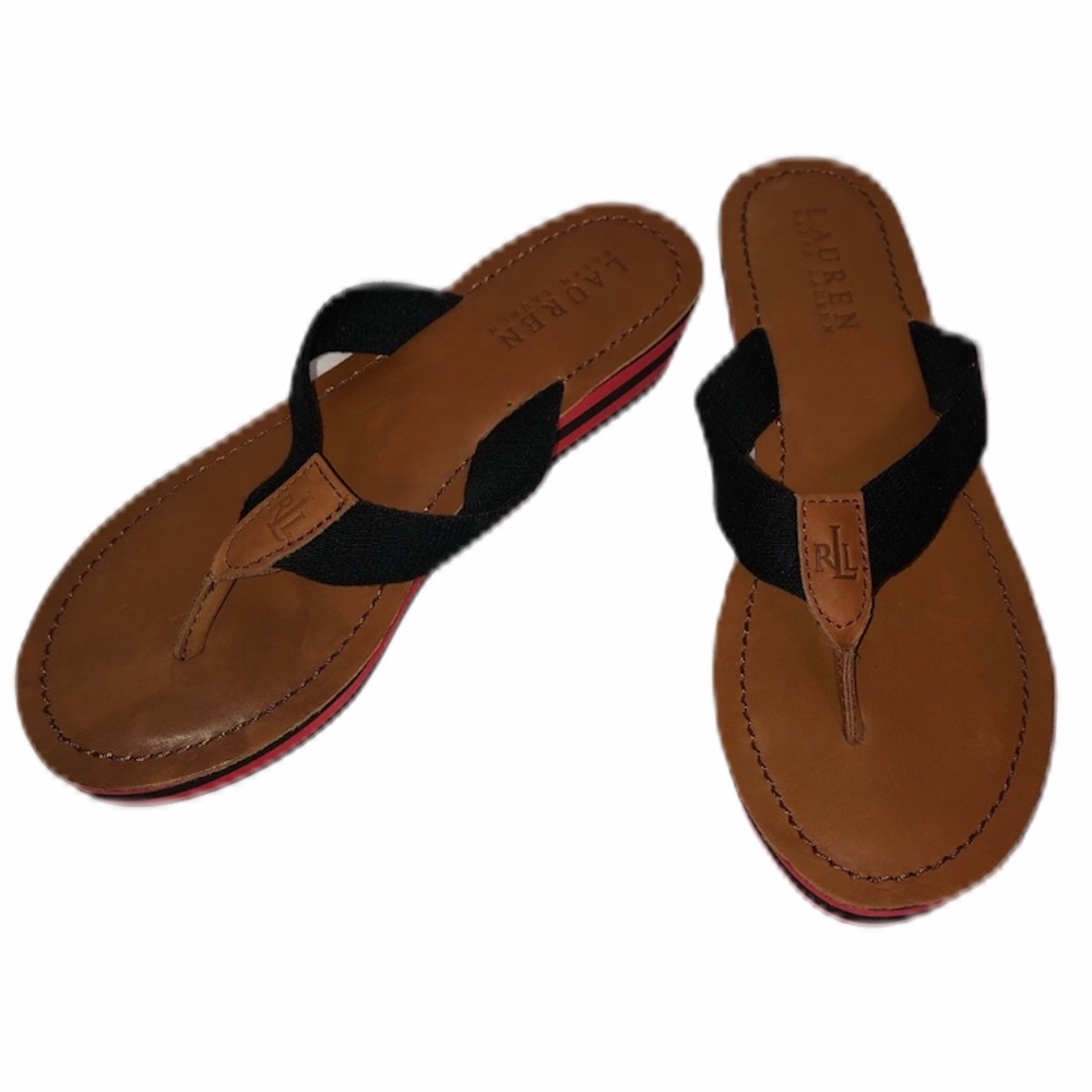 Lauren Ralph Lauren Black And Red Flip Flops